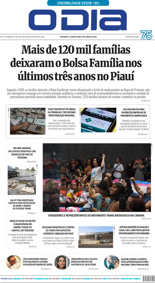 Jornal O Dia - Quarta-feira, 3 de junho de 2026