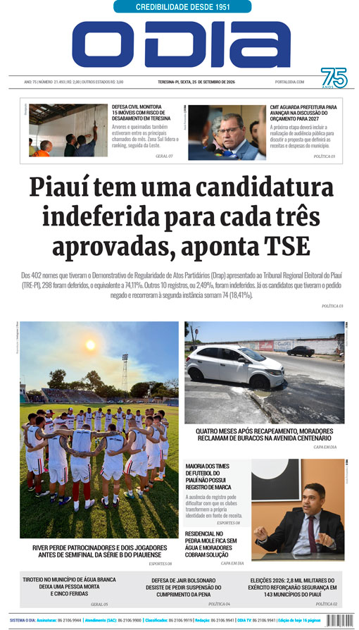 Jornal O Dia - Sexta-feira, 25 de setembro de 2026