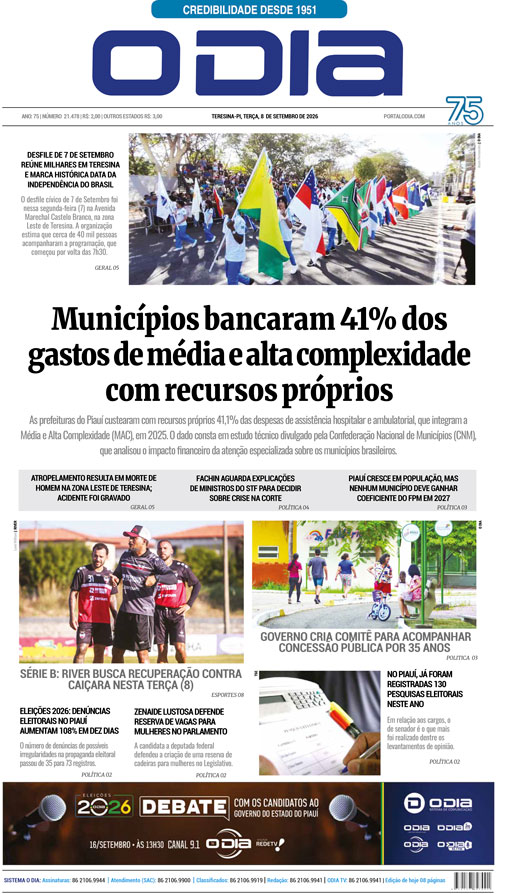 Jornal O Dia - Terça-feira, 8 de setembro de 2026