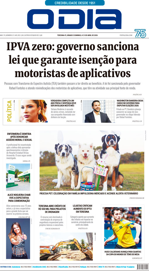 Jornal O Dia - Sábado, 4 de abril de 2026