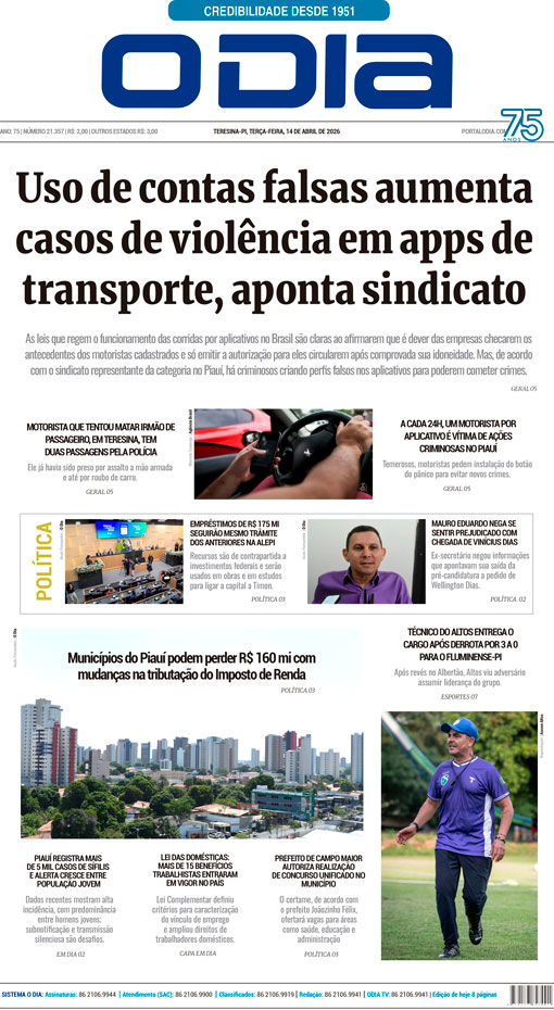 Jornal O Dia - Terça-feira, 14 de abril de 2026