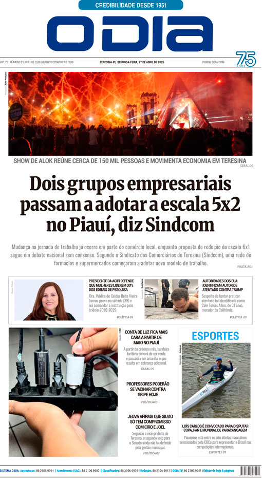 Jornal O Dia - Segunda-feira, 27 de abril de 2026