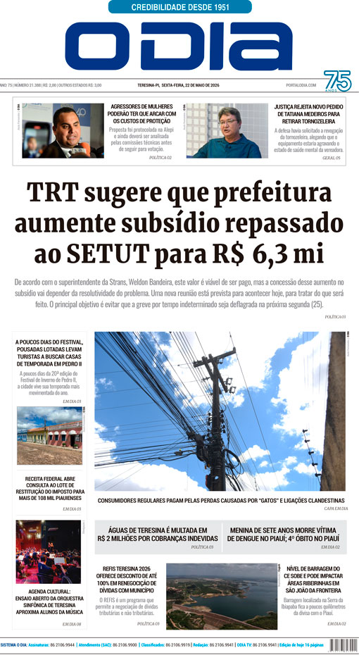 Jornal O Dia - Sexta-feira, 22 de maio de 2026