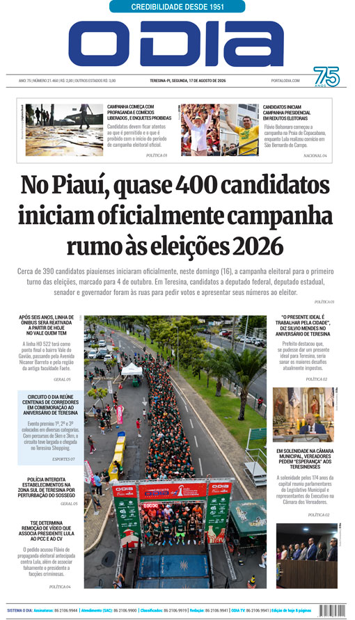 Jornal O Dia - Segunda-feira, 17 de agosto de 2026