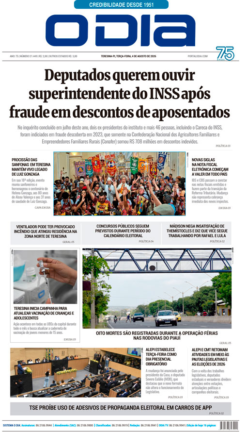 Jornal O Dia - Terça-feira, 4 de agosto de 2026